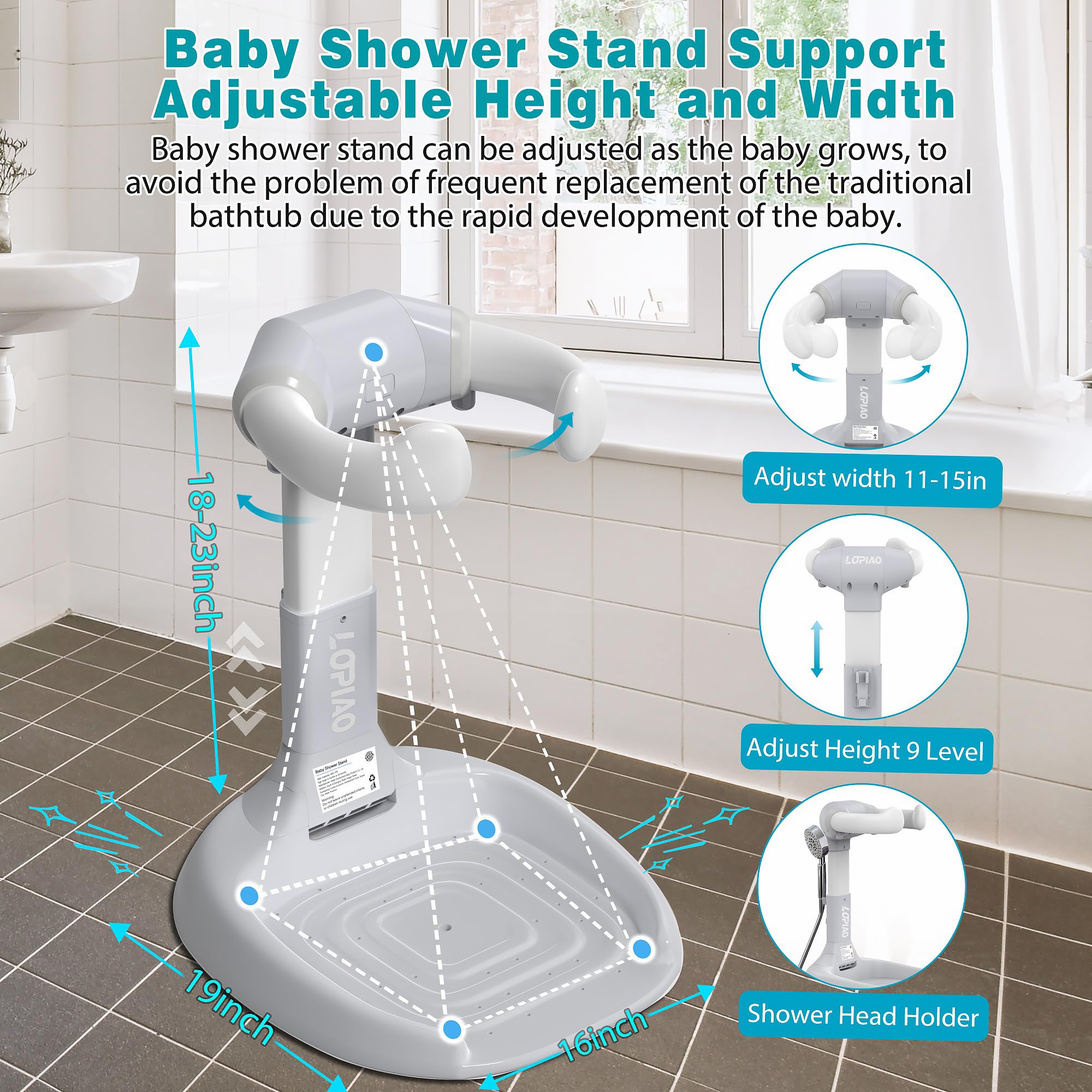 LUOPIAO Baby Shower Stand shower head holder keeps reach convenient.
