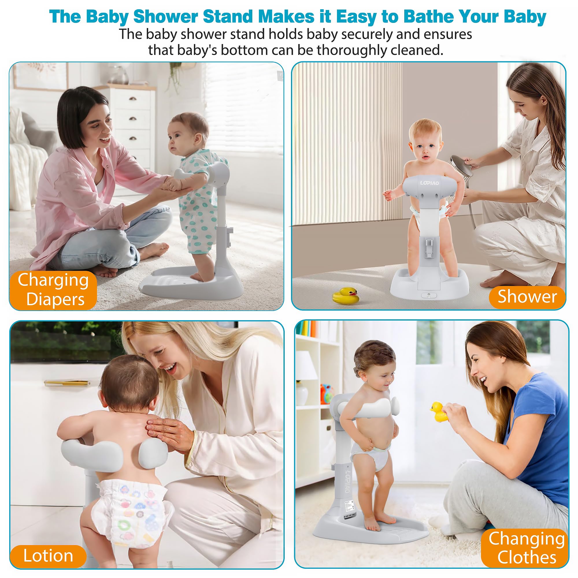 LUOPIAO Baby Shower Stand width adjustment fits growing babies.