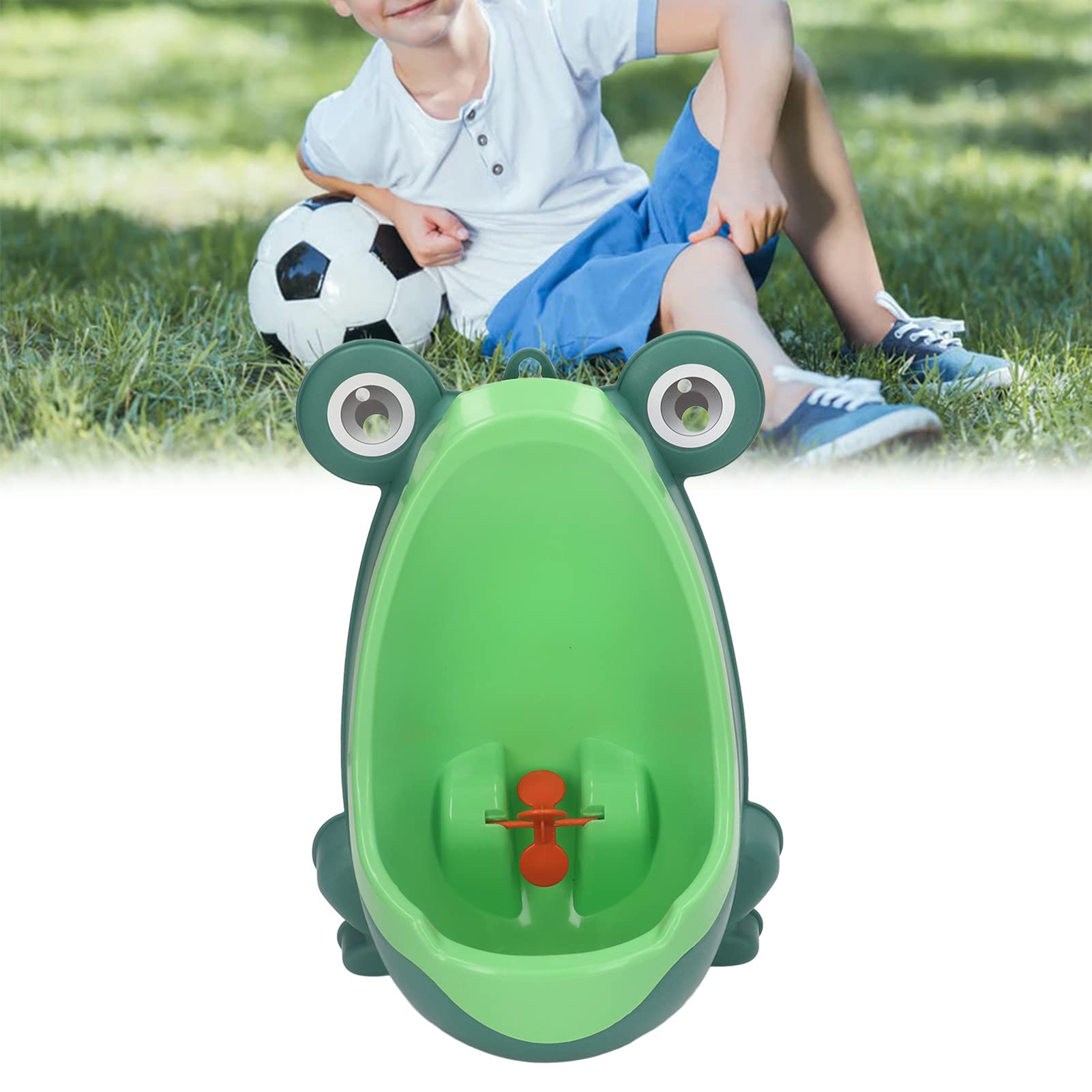 Luqeeg green frog urinal designed for boys' potty routines