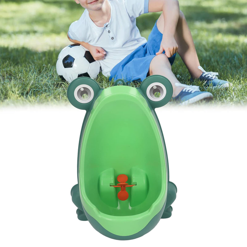 Luqeeg green frog urinal designed for boys' potty routines