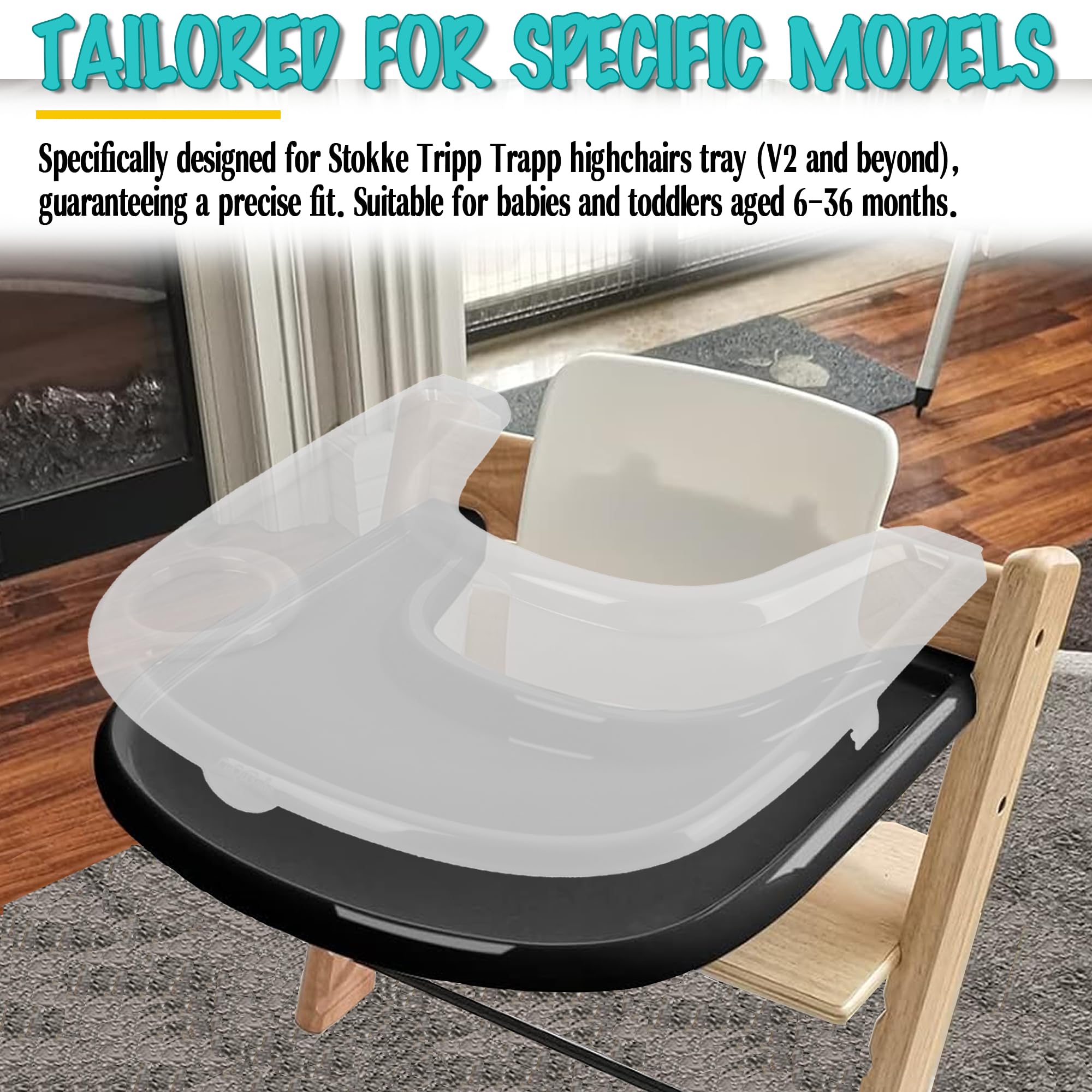 LuQiBabe tray cover clear design blends with high chair aesthetics
