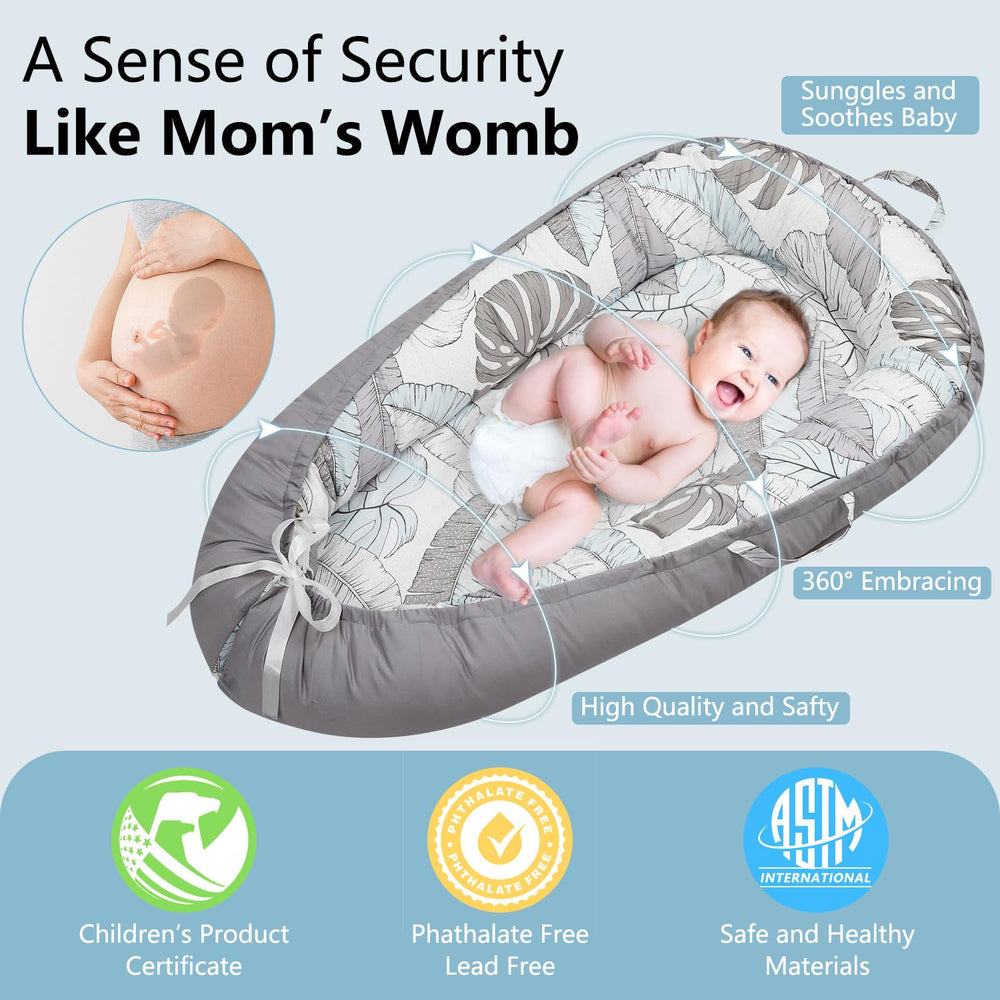 Lurui Baby Lounger shows size-adjustment straps for growing infants.