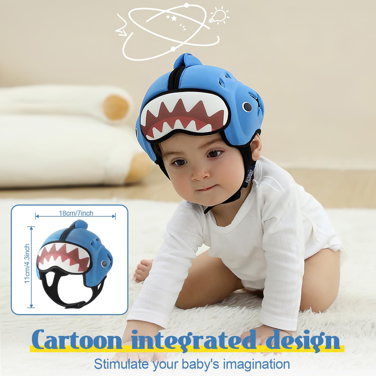 Lurui Capybara helmet in-use during crawling with extended rear protection