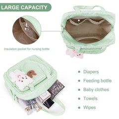 Lushandy baby bag tote side pocket with tissues for easy reach.