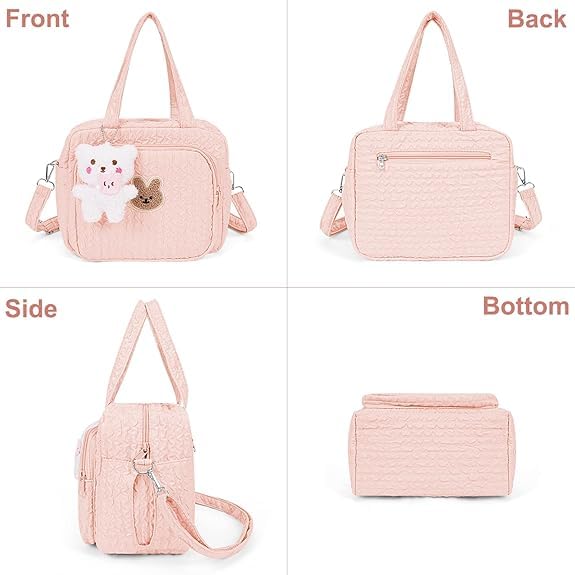 Lushandy compact diaper bag fits diapers, bottles, and outfits for trips.