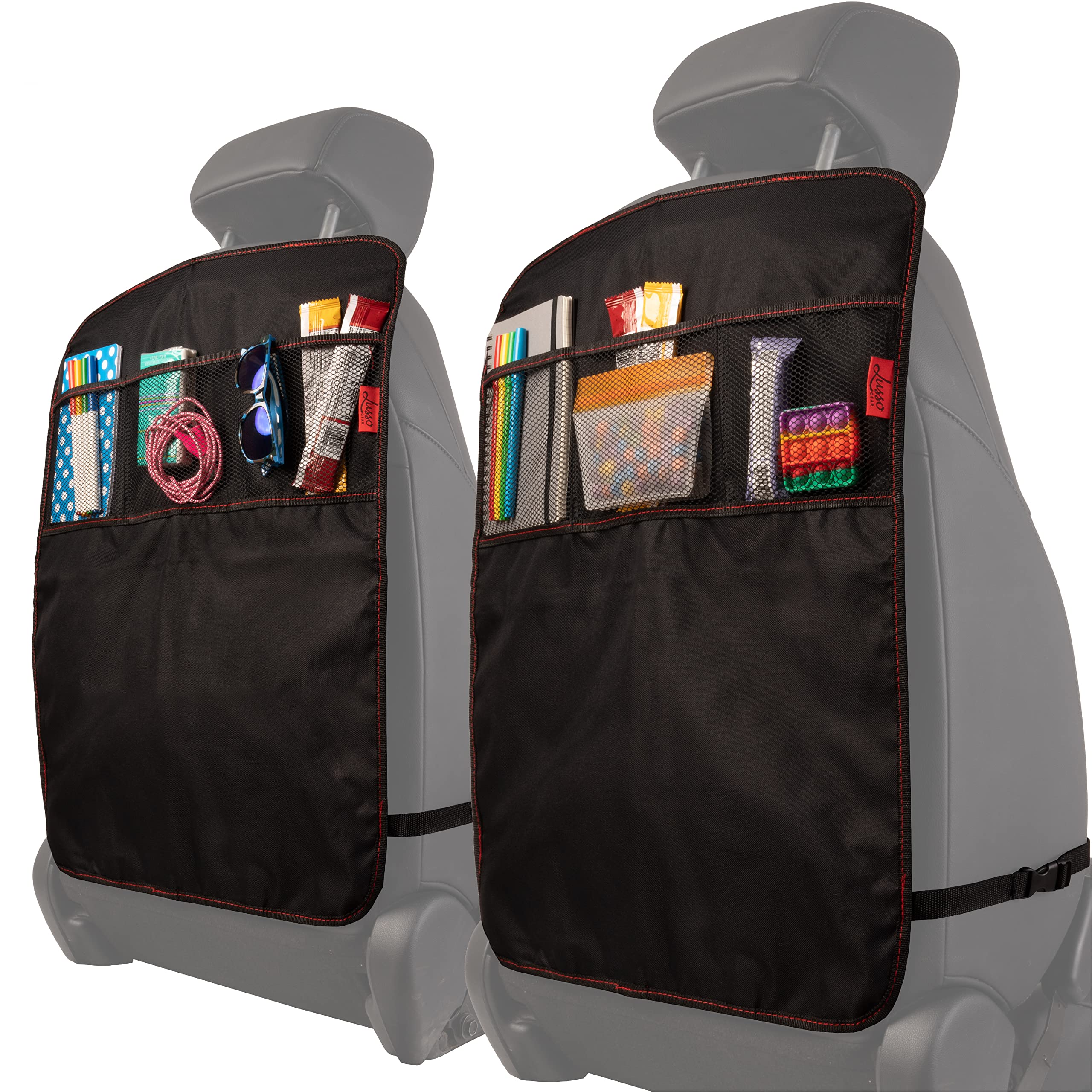 Lusso Gear Heavy Duty Kick Mats back seat protector keeps car clean on family trips.