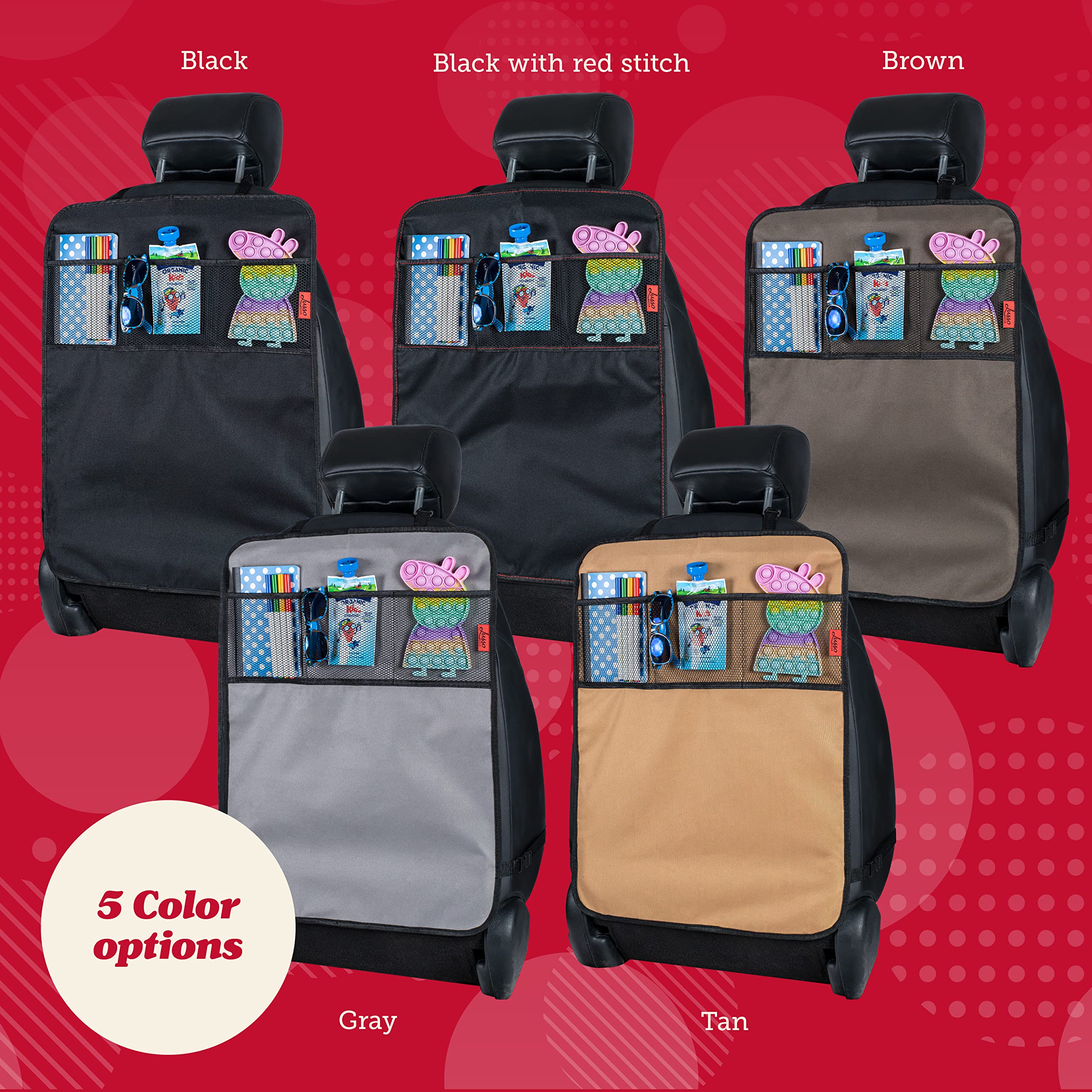 Lusso Gear kick mats in premium Oxford fabric, red color, for durable daily use.