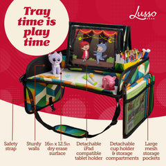 Lusso Gear Kids Travel Tray 600D Oxford material offers durable travel gear for families.