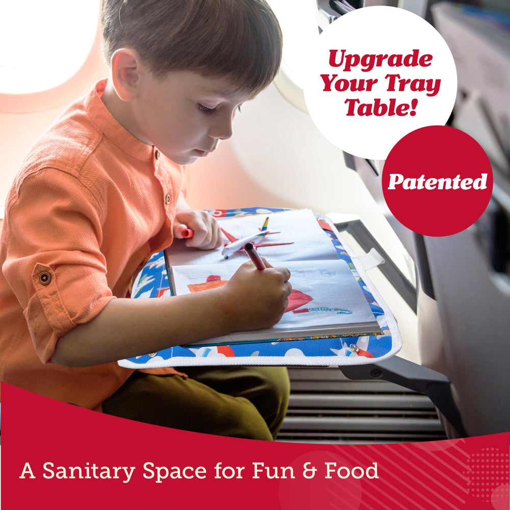 Lusso Gear tray cover storage pockets help toddlers' toys stay within reach.