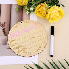 LUTER baby announcement sign wooden 6in keepsake that enhances hospital or home displays.