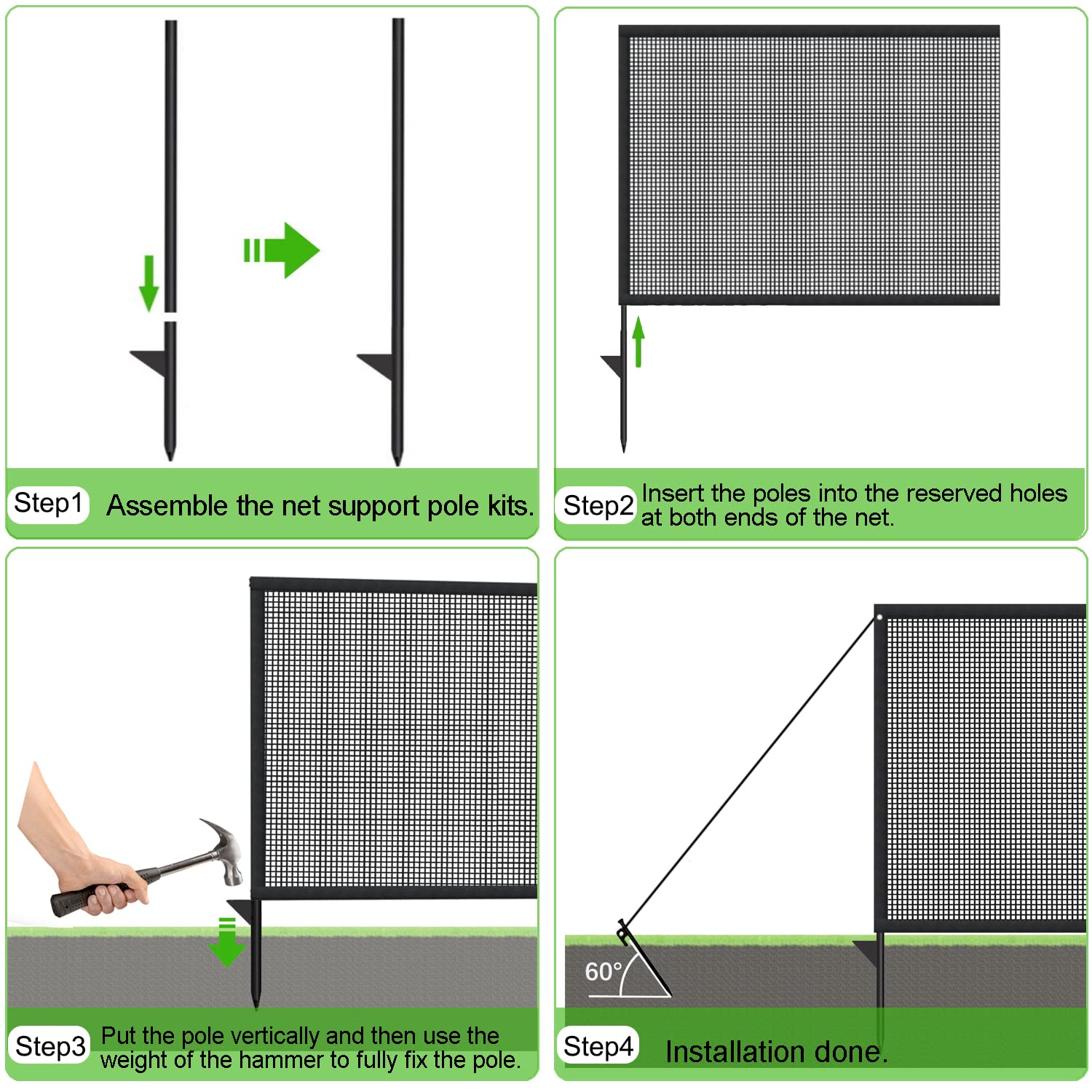 LUTICO pole setup demonstrates easy installation with included support poles.