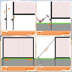 LUTICO driveway net includes heavy-duty stakes and tent pegs for quick secure setup.