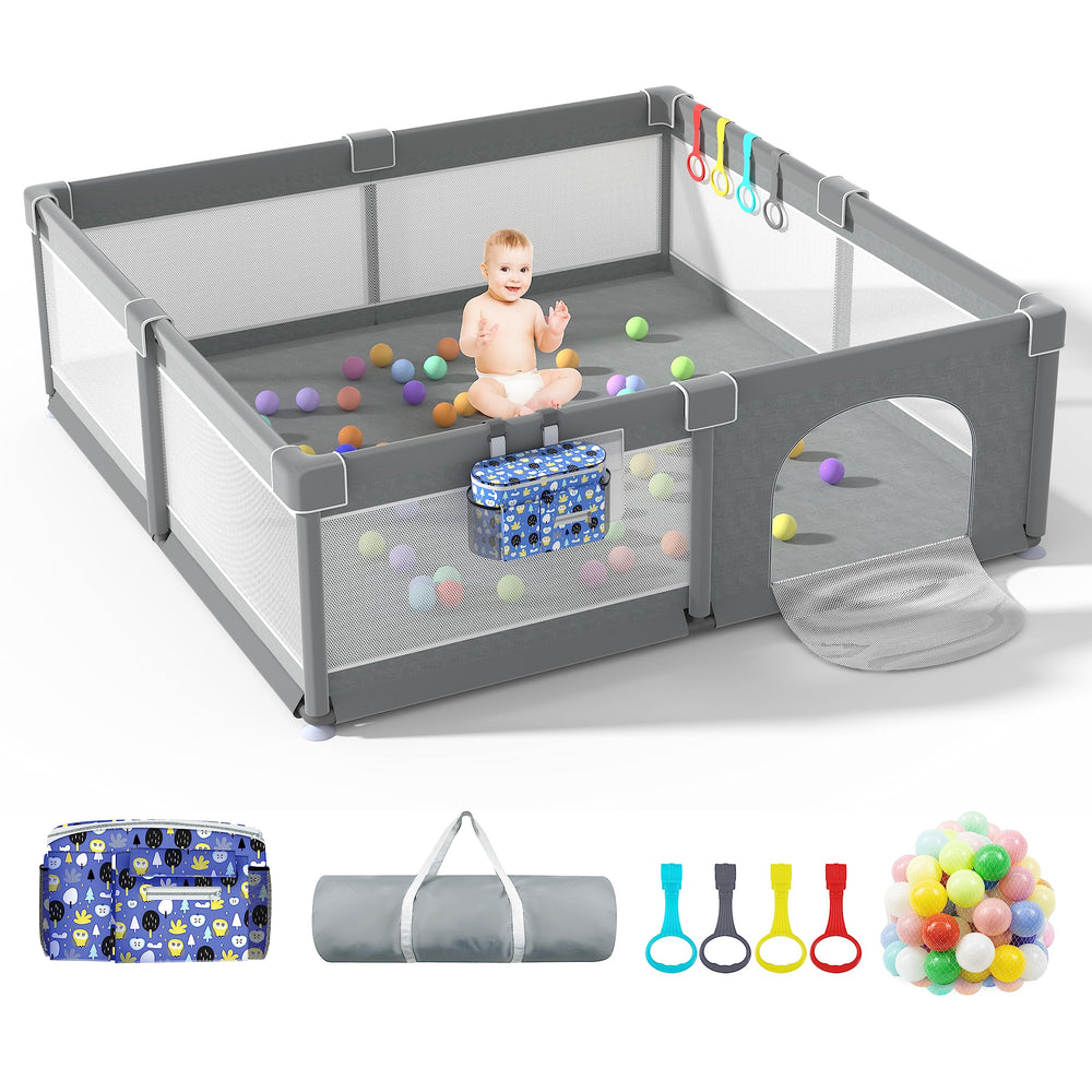LUTIKIANG extra-large playpen with gates creates a safe, contained space for toddlers.