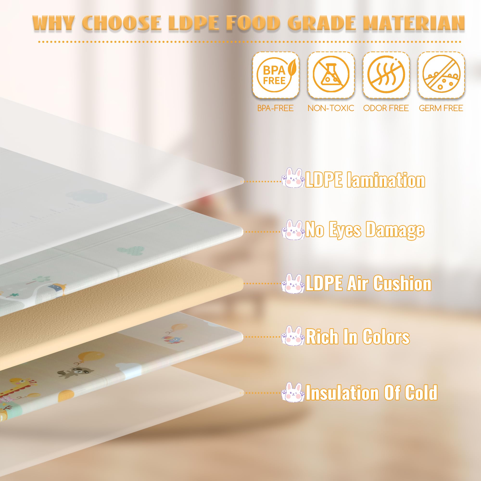 LUTIKIANG playpen with upgraded LDPE mat for durability and comfort.