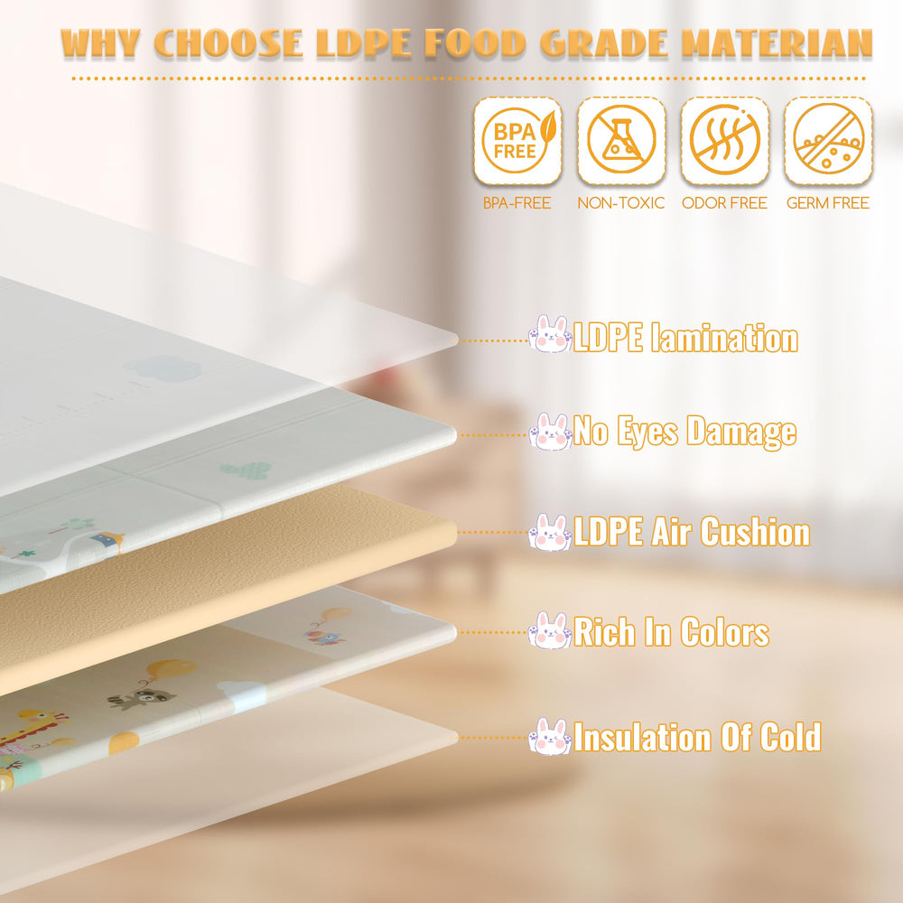 LUTIKIANG playpen with upgraded LDPE mat for durability and comfort.
