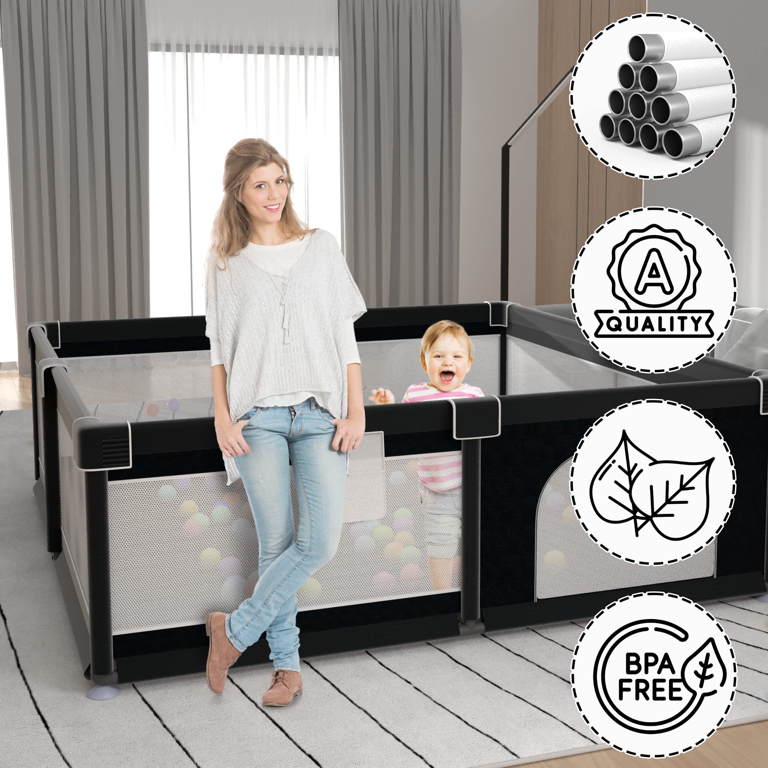 LUTIKIANG Playpen doubles as a nap area for quick rest