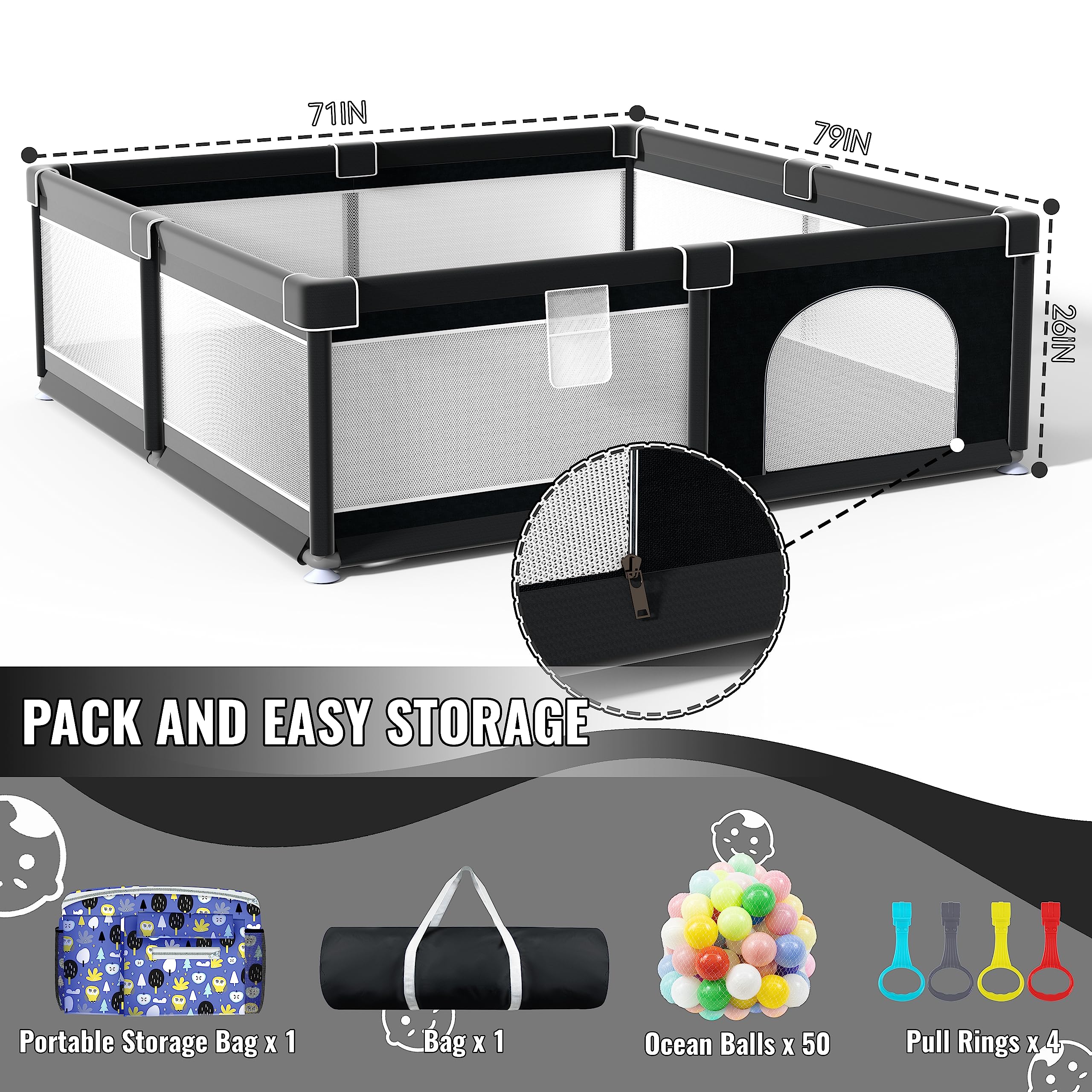 LUTIKIANG Playpen with secure gate supports easy supervision