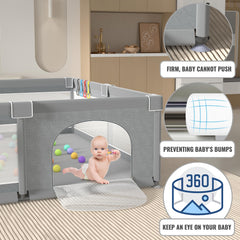 Zippered exterior gate increases supervision and security during play.