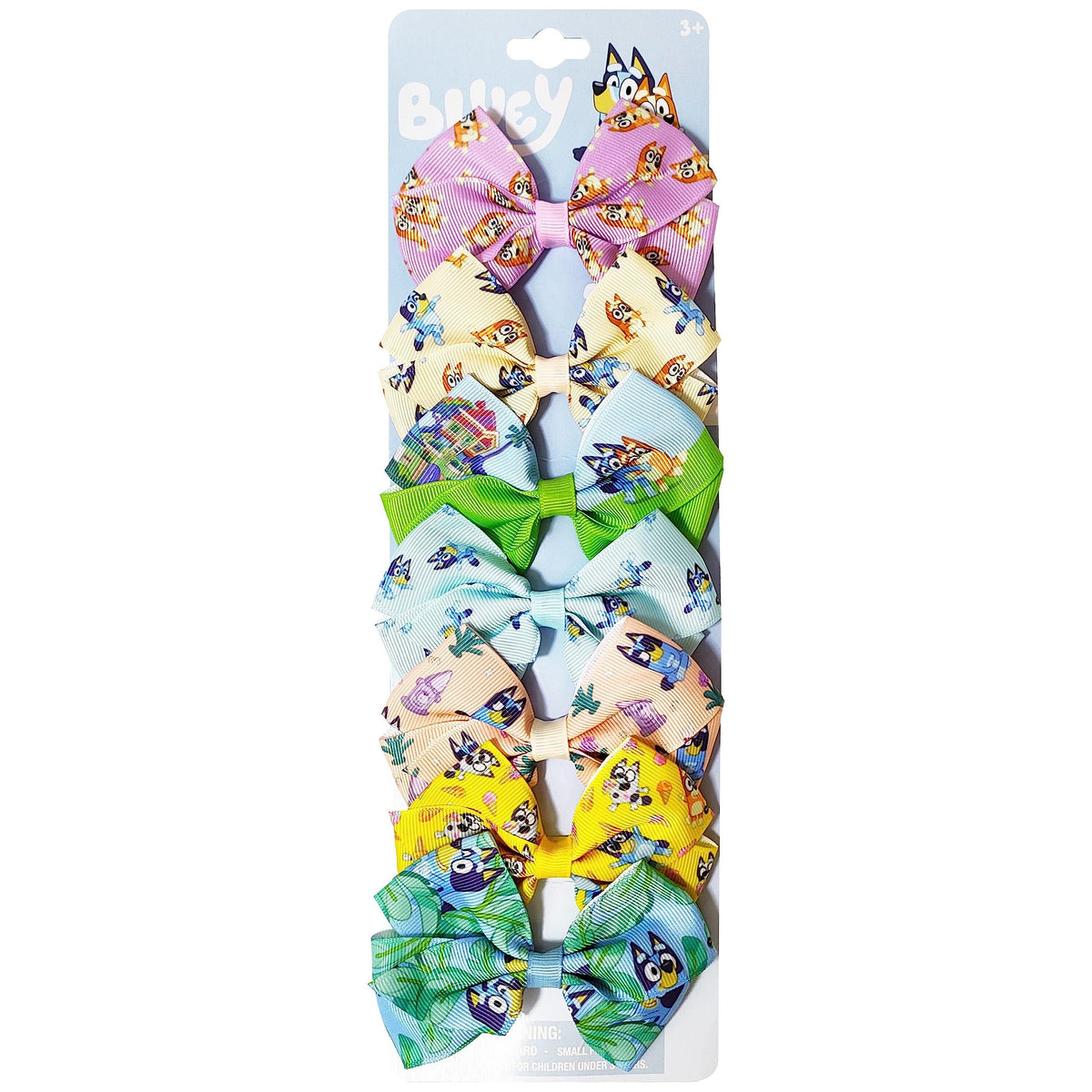 LUV HER Bluey hair bows set of 7 with clips for easy styling.