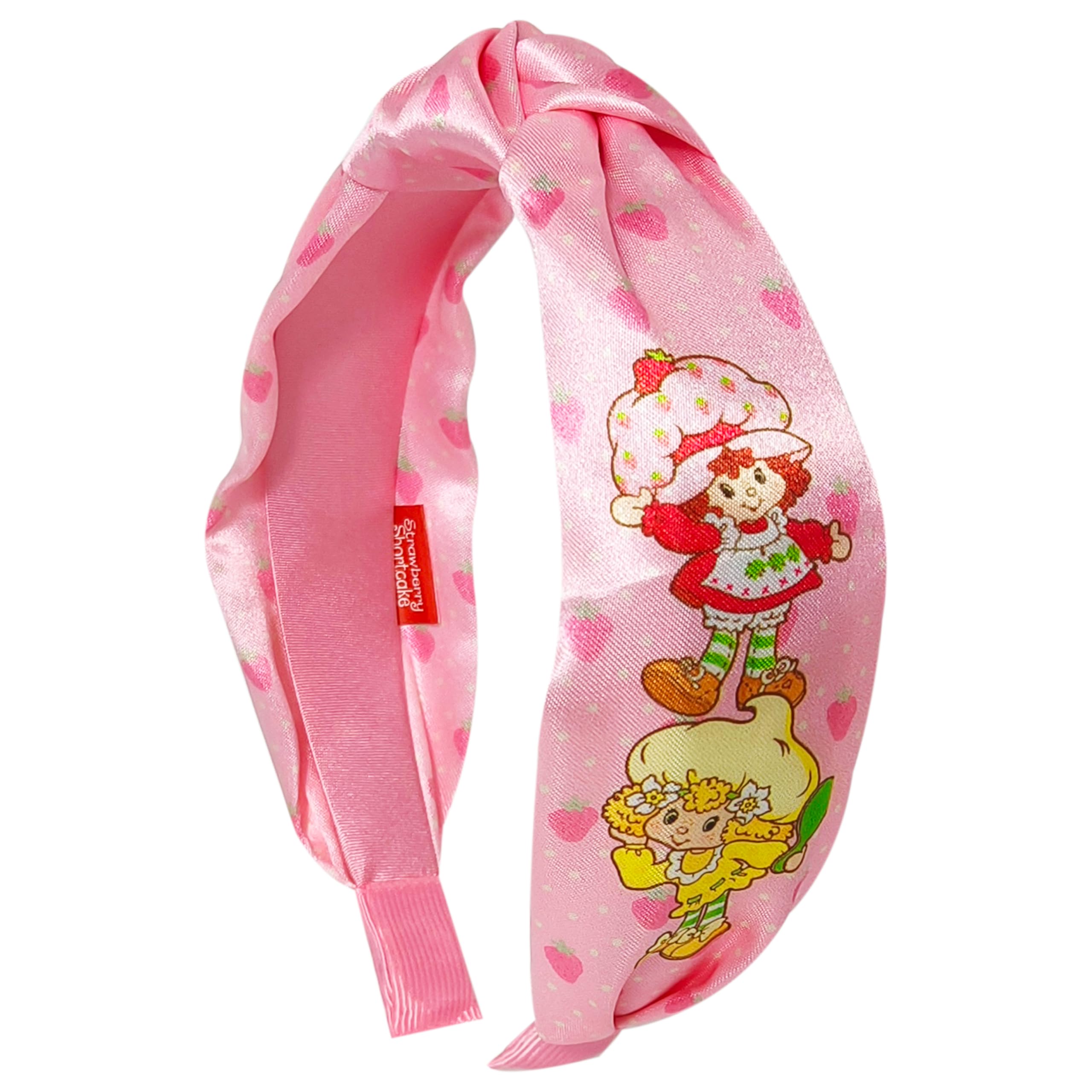 LUV HER Strawberry Shortcake knotted headband, side view, stylish accessory for outings.