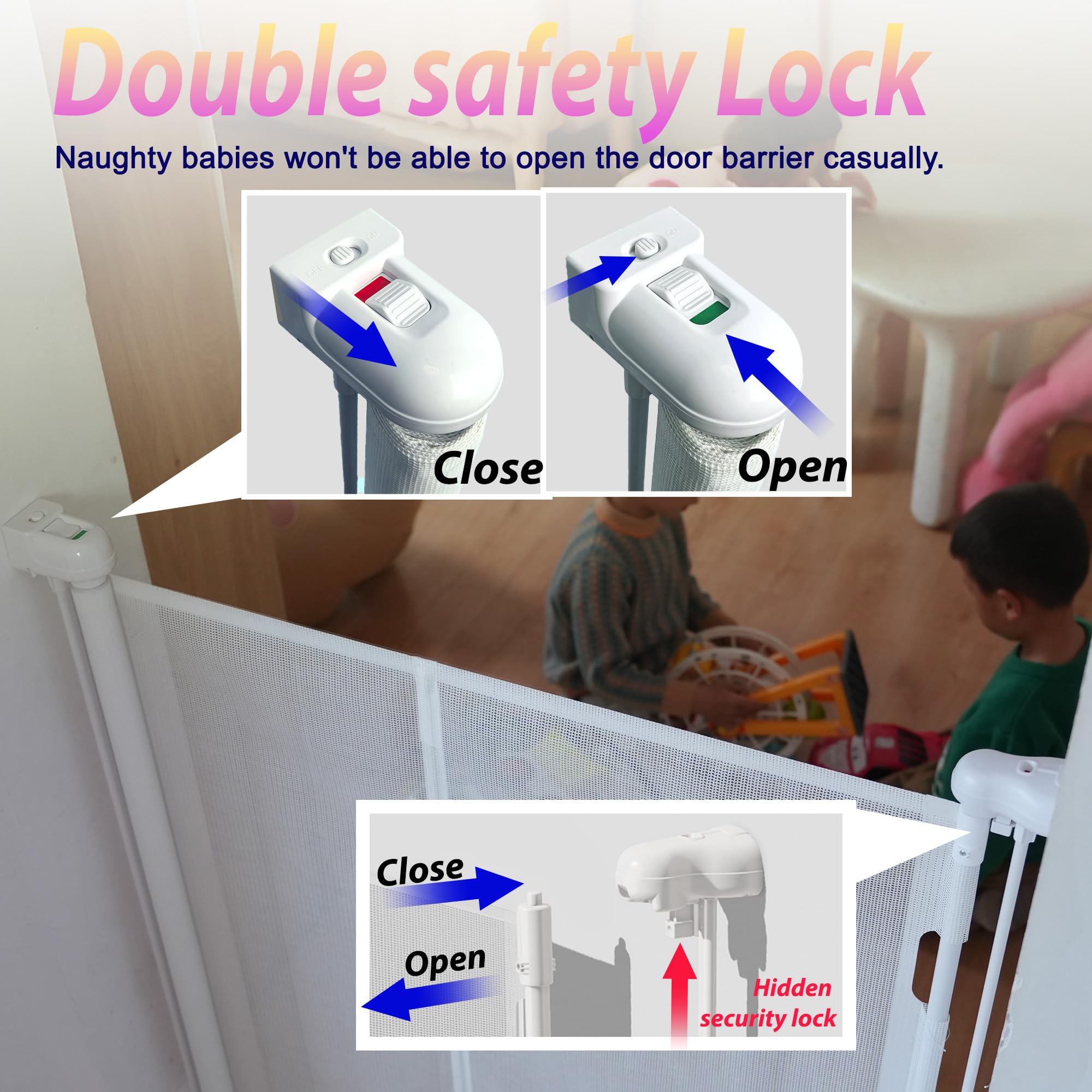 Luvcoo indoor-outdoor use gate, easy to clean.