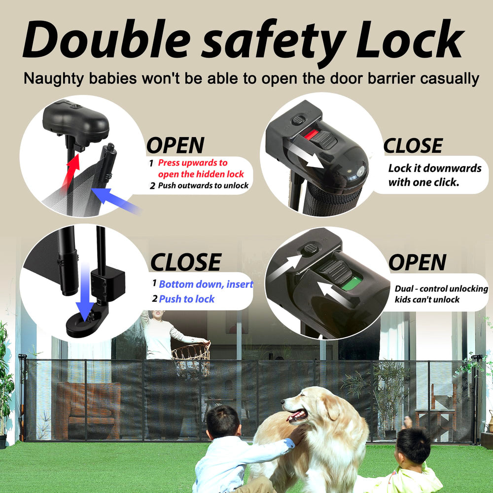 Luvcoo indoor-outdoor gate resists outdoor cleaning with damp cloth or rinse.