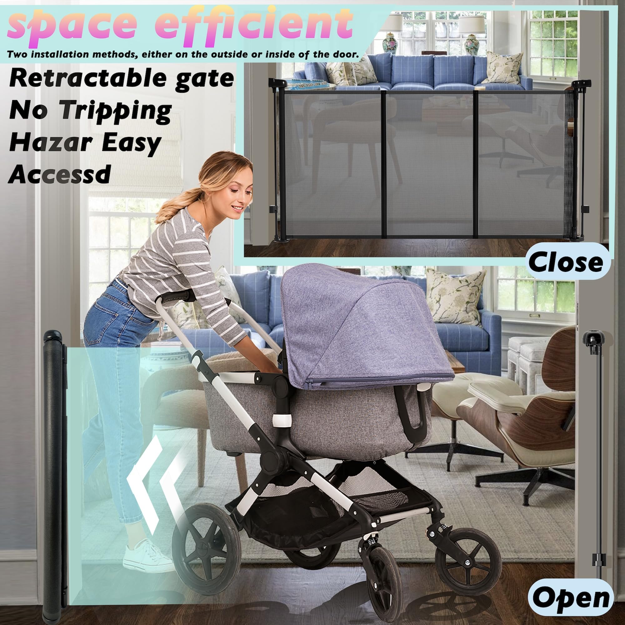 Luvcoo one-handed operation makes gates easy when carrying a child.
