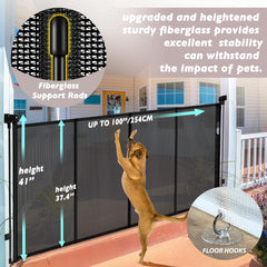 Luvcoo retractable gate rolled up at the top of stairs for quick setup.