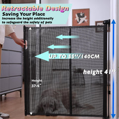 Luvcoo gate on doorway, 41 inches tall helps deter climbing.