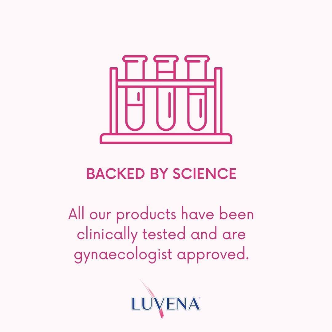 Luvena Lubricant discreet bottle on shelf suggests private, everyday use.