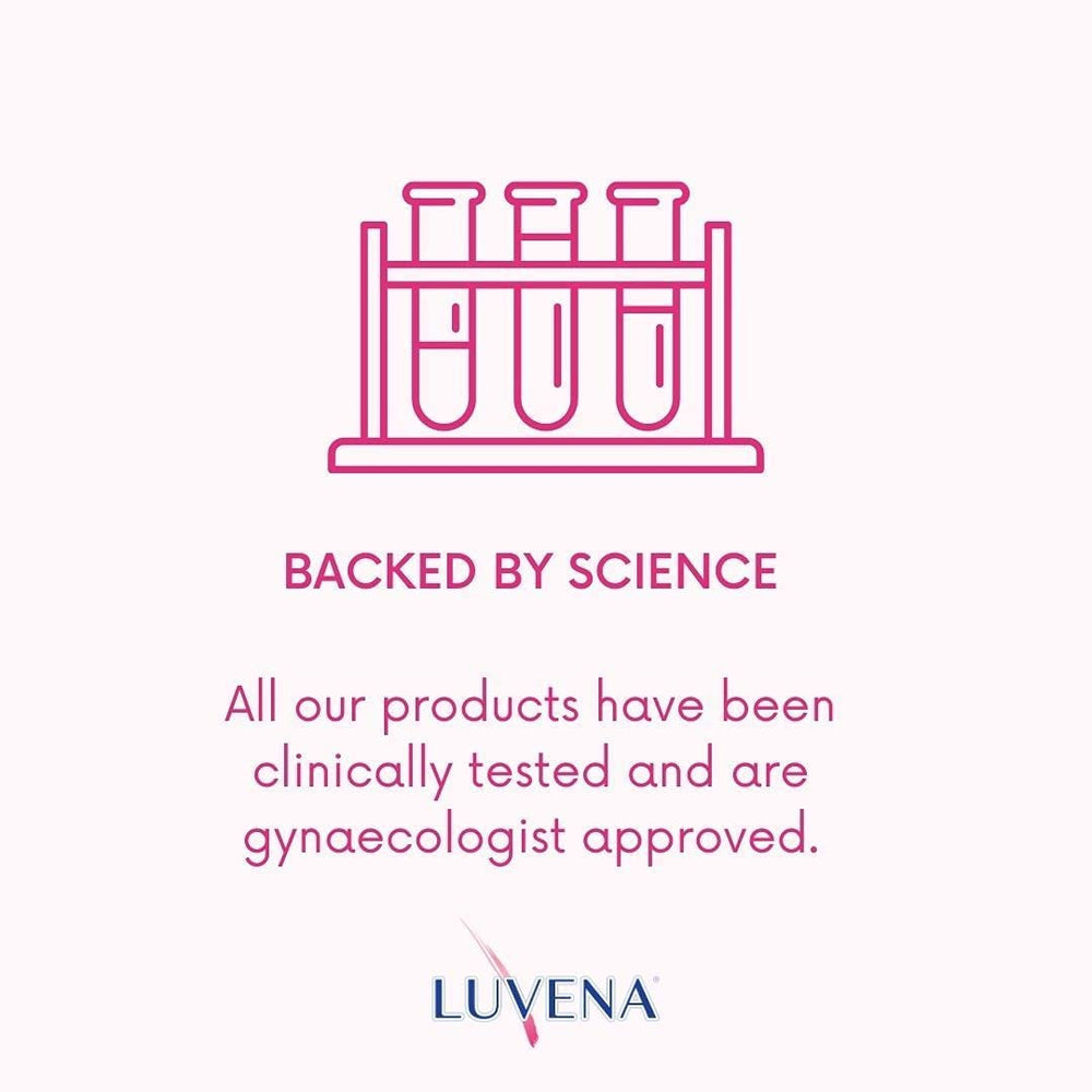 Luvena Lubricant discreet bottle on shelf suggests private, everyday use.