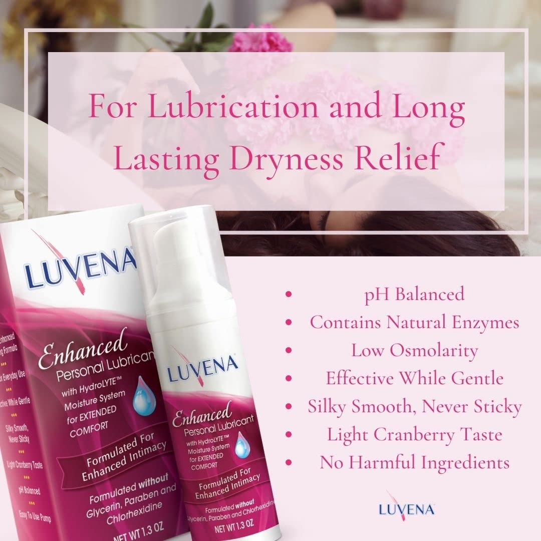 Luvena Lubricant label close-up confirms paraben- and glycerin-free formula for sensitive skin.
