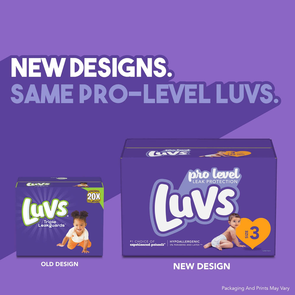 Luvs Diapers Size 1 package highlighting varied packaging.