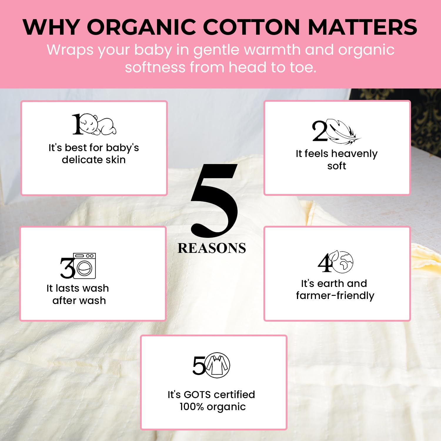 OEKO-TEX certified Luvvie swaddle blanket for safe baby skin care.