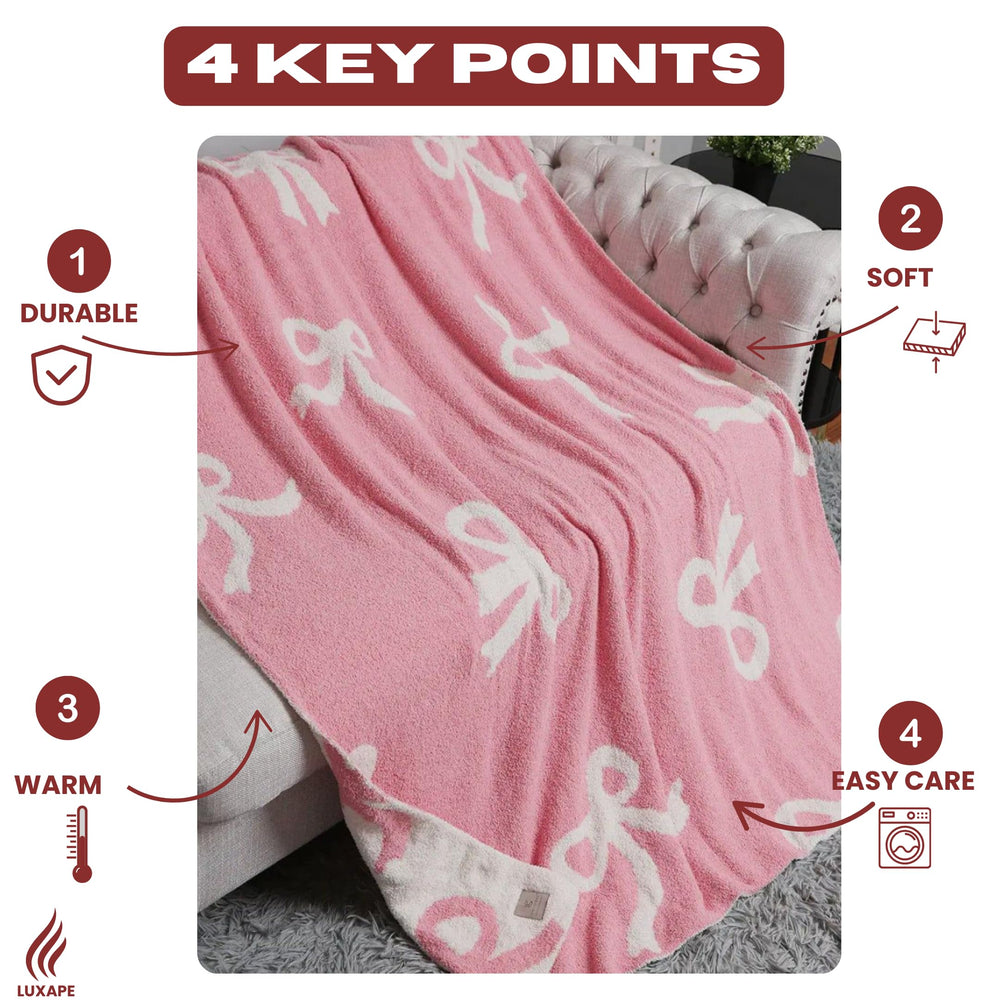 Luxape Bow Blanket soft texture, gentle on sensitive skin for cuddles.