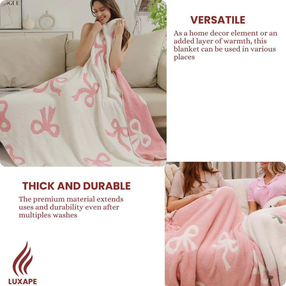 Luxape Bow Blanket doubles as stroller sunshade for outdoor strolls.