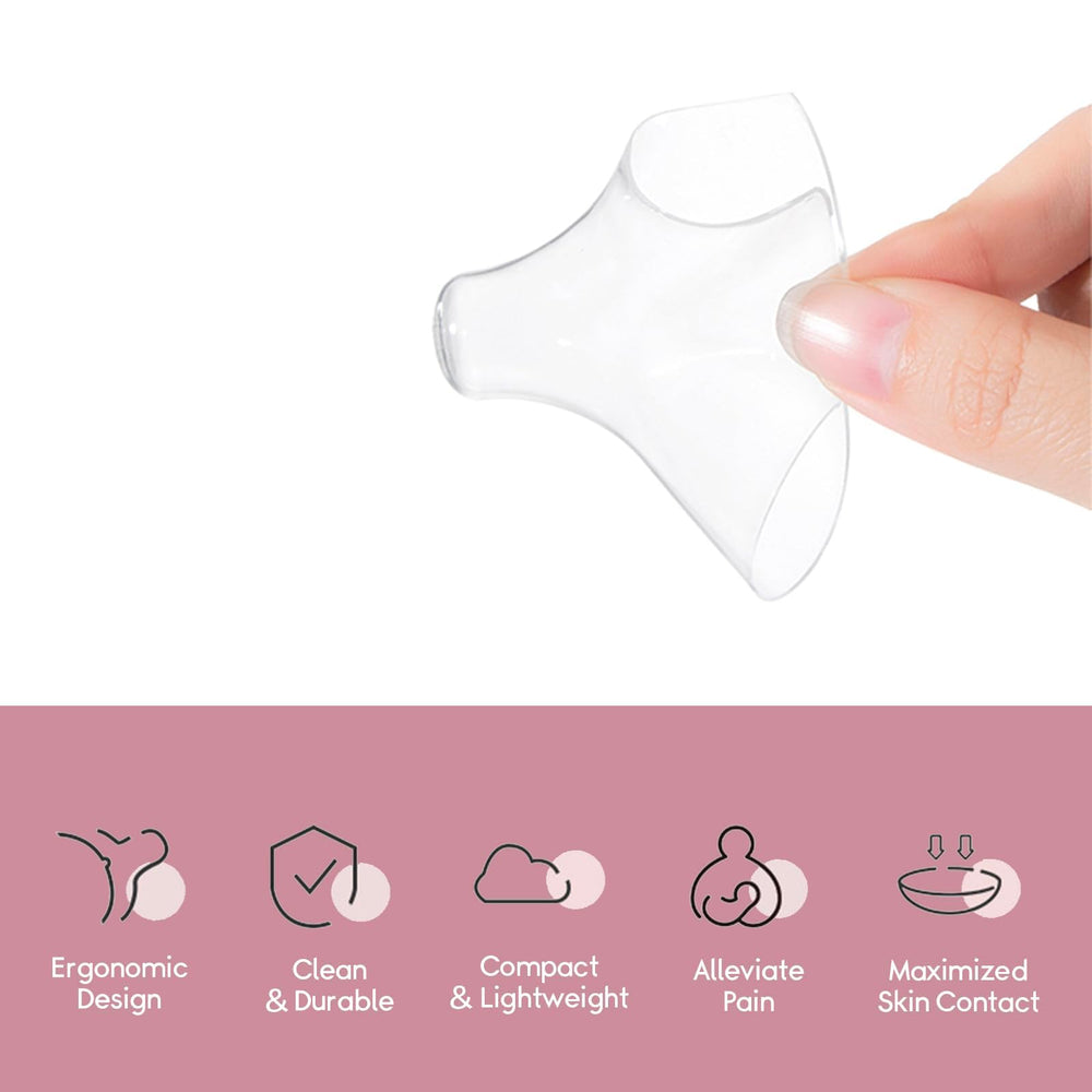 Luxemum nipple shield close-up shows four perforations for secure positioning