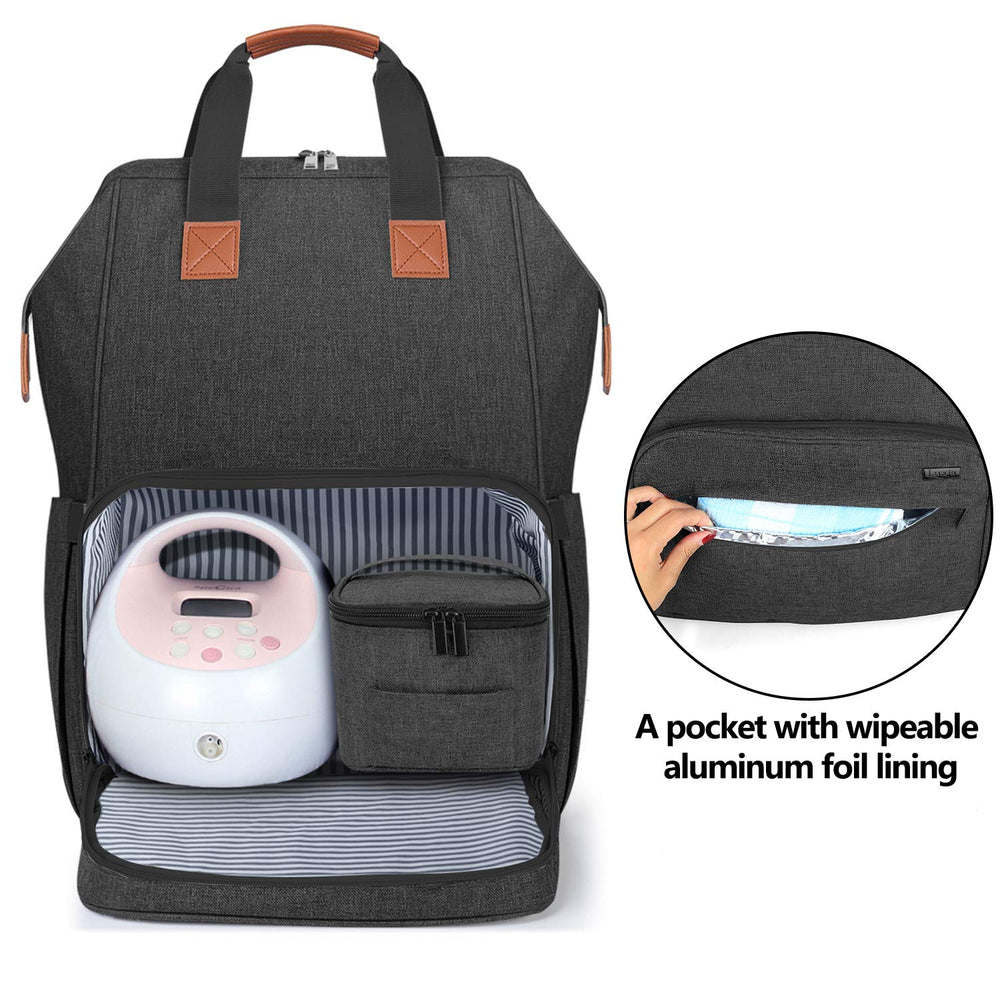 LUXJA breast pump bag cooler pocket keeps pumped milk secure during commutes.