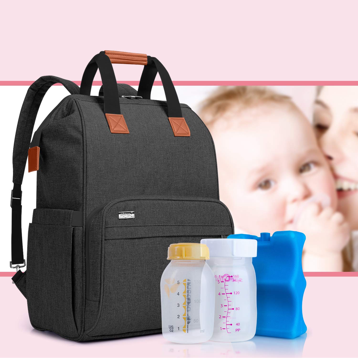 LUXJA breast pump bag multi-pocket layout keeps keys, phone, and tissues within reach.
