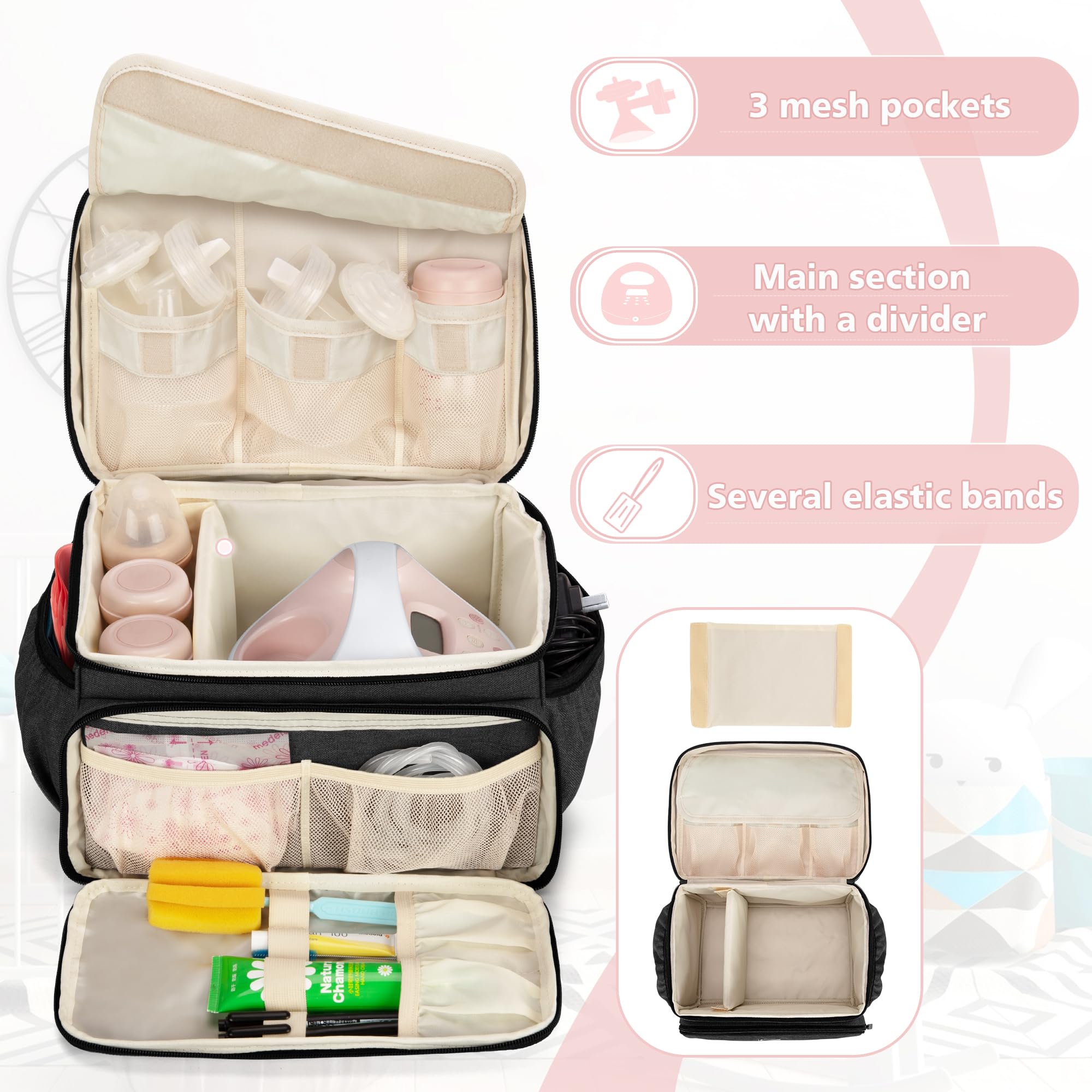 Luxja bag interior showing padded lining for pump protection.