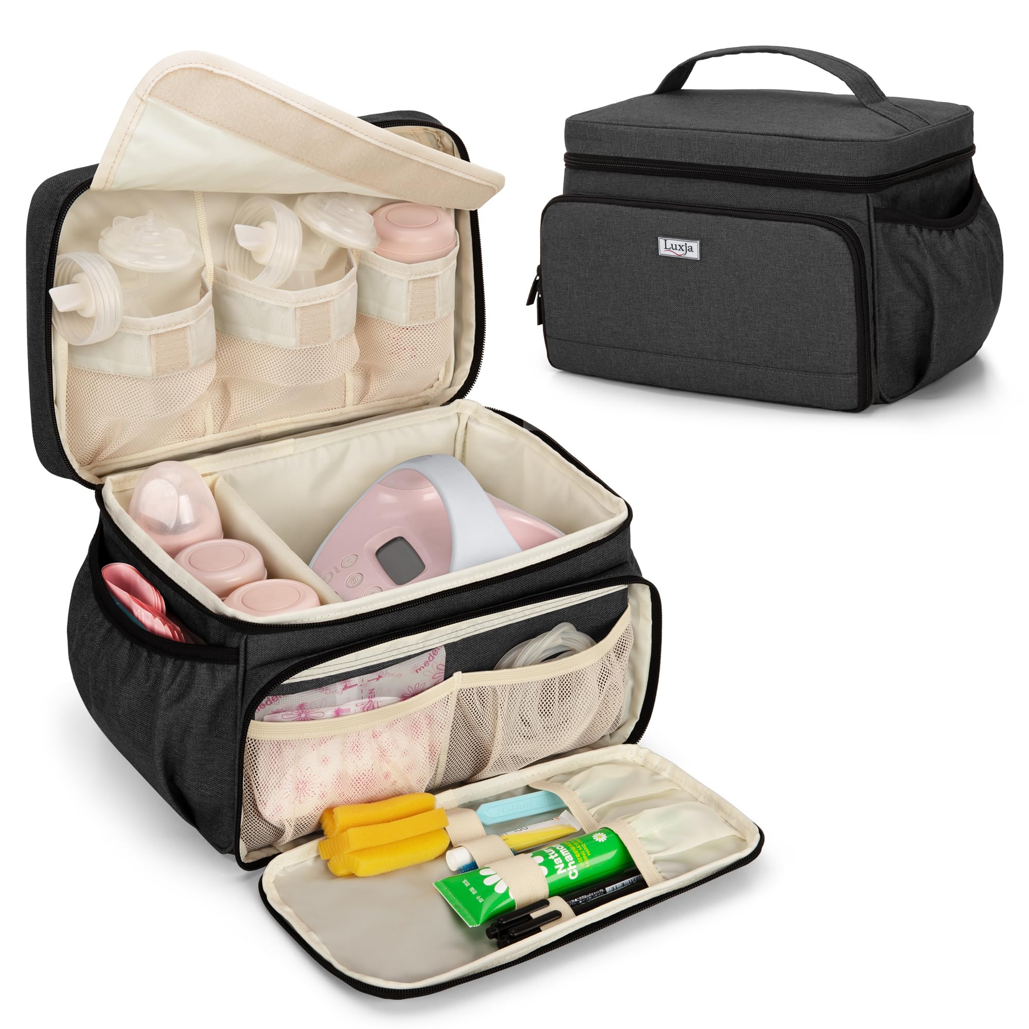 Luxja breast pump bag in protective nylon, travel-ready and durable.
