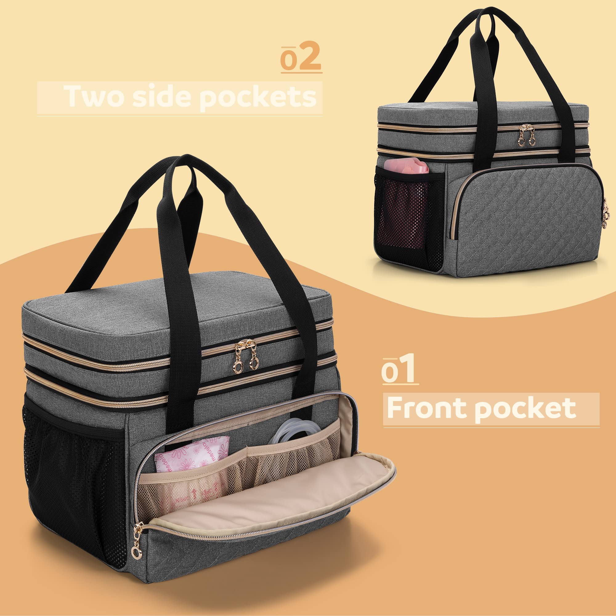 Luxja bag side mesh pockets for quick-access items.