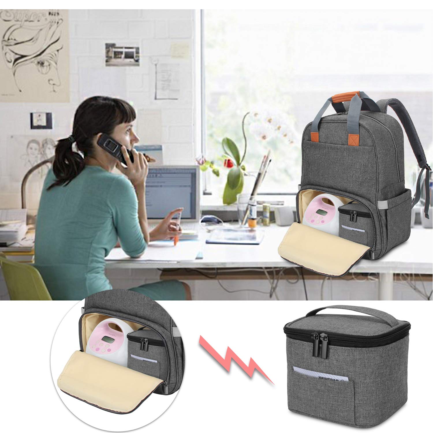 Luxja gray bag with top handle, easy to carry between outings.