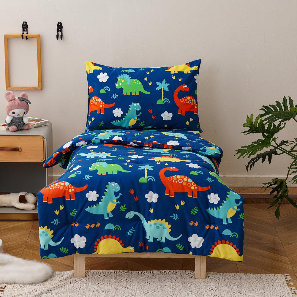 Luxlovery dinosaur-printed comforter set for toddler comfort and easy care.
