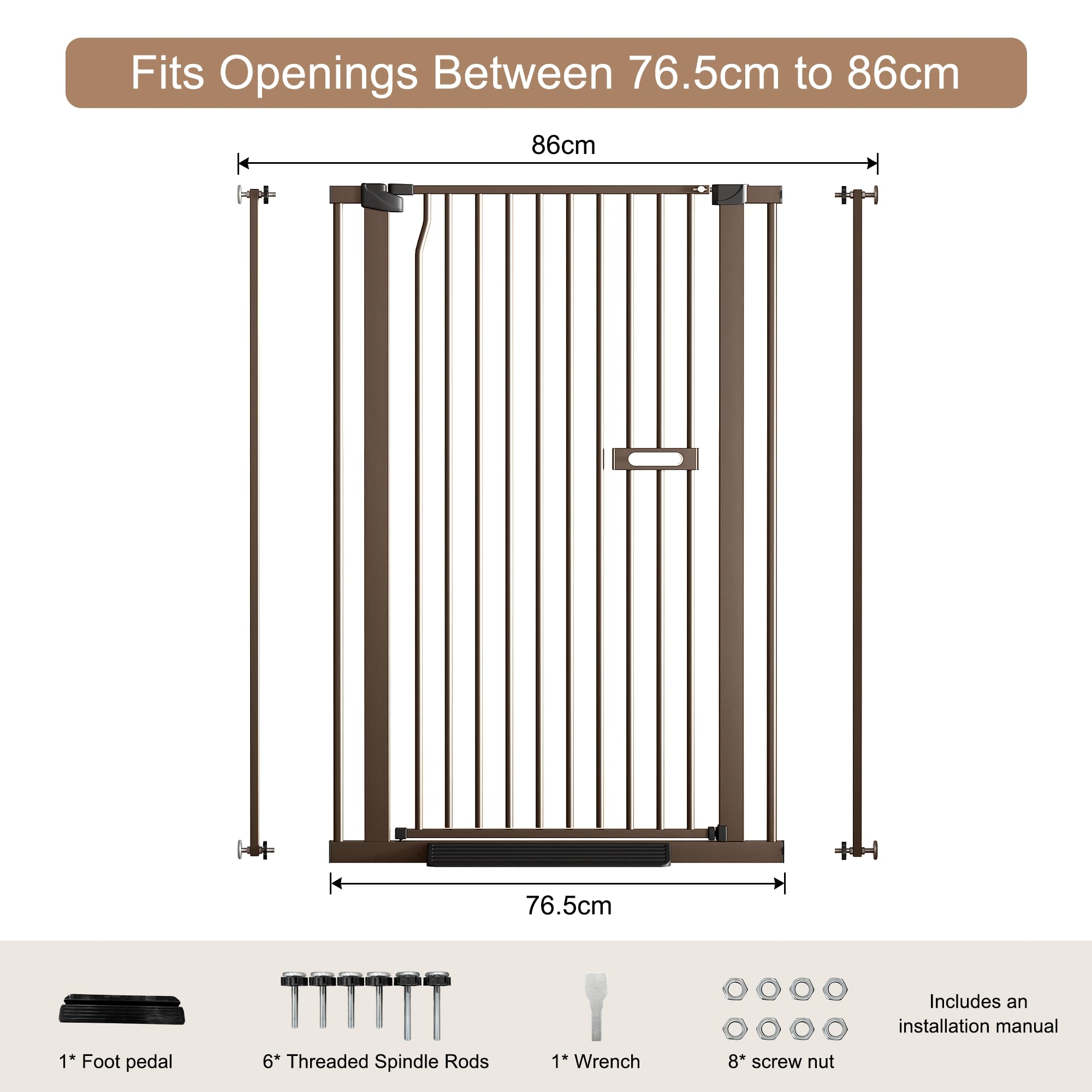 LuxTrsde gate compatible with stairs, doorways, hallways, and kitchens.