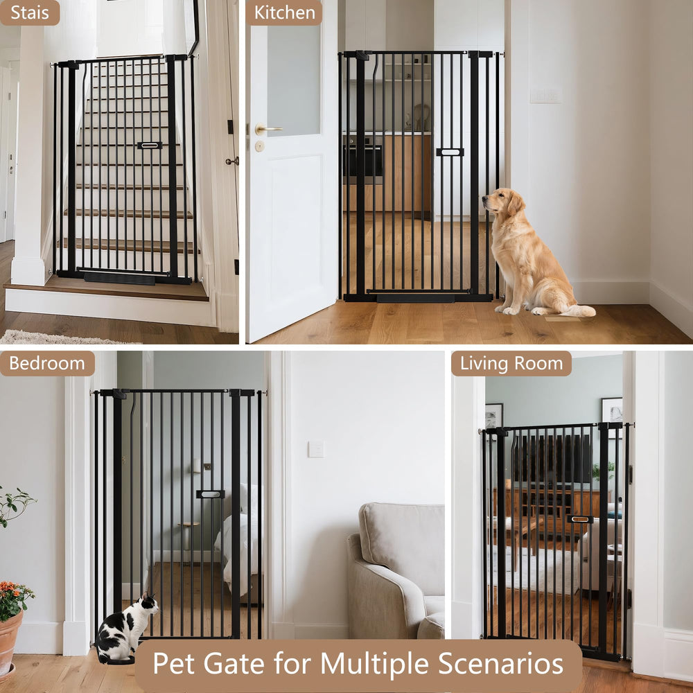 LuxTrsde gate shown in doorway, ideal for stairs, doorways, and kitchens.