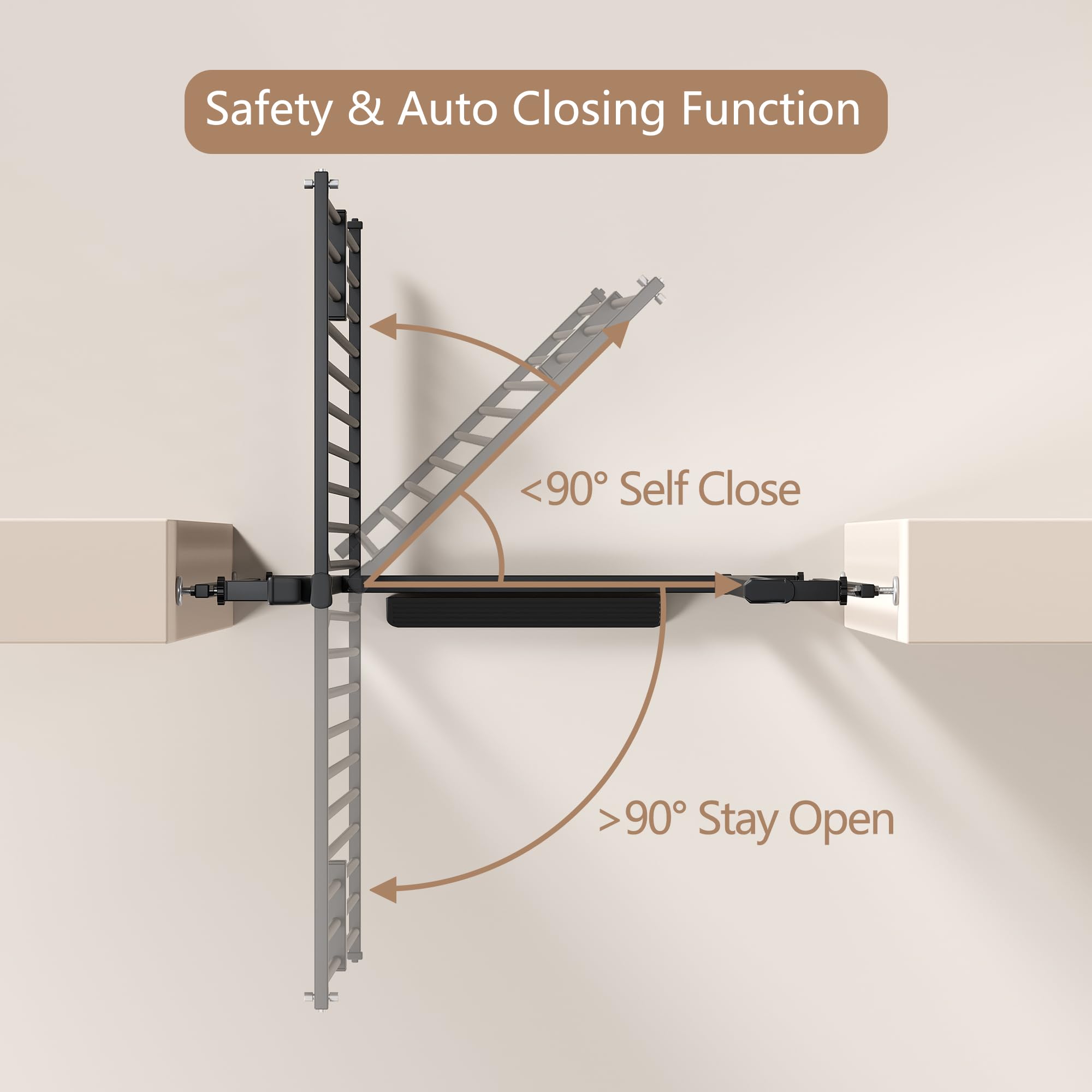 LuxTrsde no-drill pressure-mount kit enables quick, wall-friendly setup.