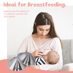 Luxury Little nursing cups highlight hypoallergenic material for sensitive skin safety.