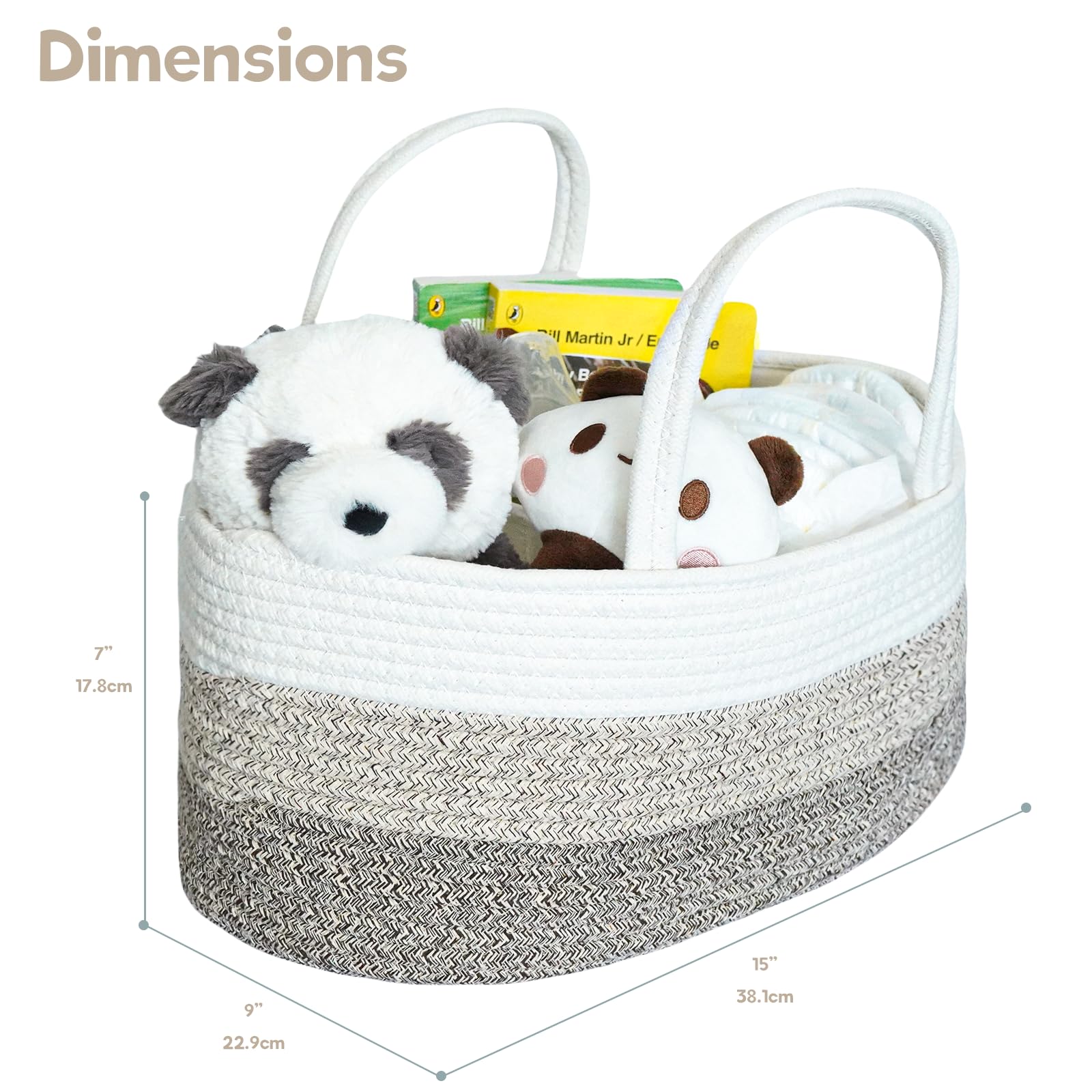 Luxury Little cotton rope basket on changing table with essentials