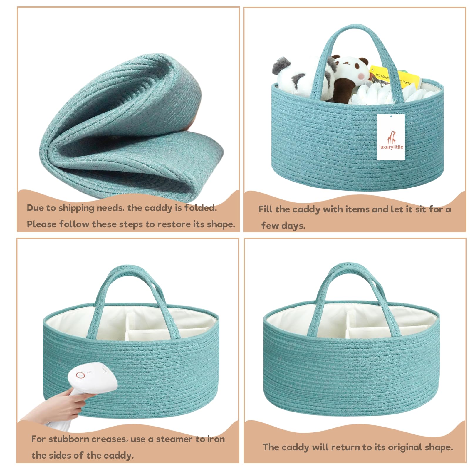 Luxury Little caddy folds for travel and then returns to full shape.